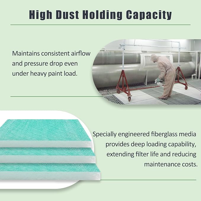 Spray Booth Air Filter Fiberglass Exhaust Green in Paint Booth 15g Green)