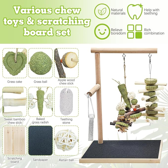 kathson Rabbit Toys for Bunnies Boredom, Rabbit Chew Toys for Teeth Grinding Wooden Bunny Scratching Board Small Animals Play Toy for Chinchilla Guinea Pigs Hamsters Other Rodent Pets