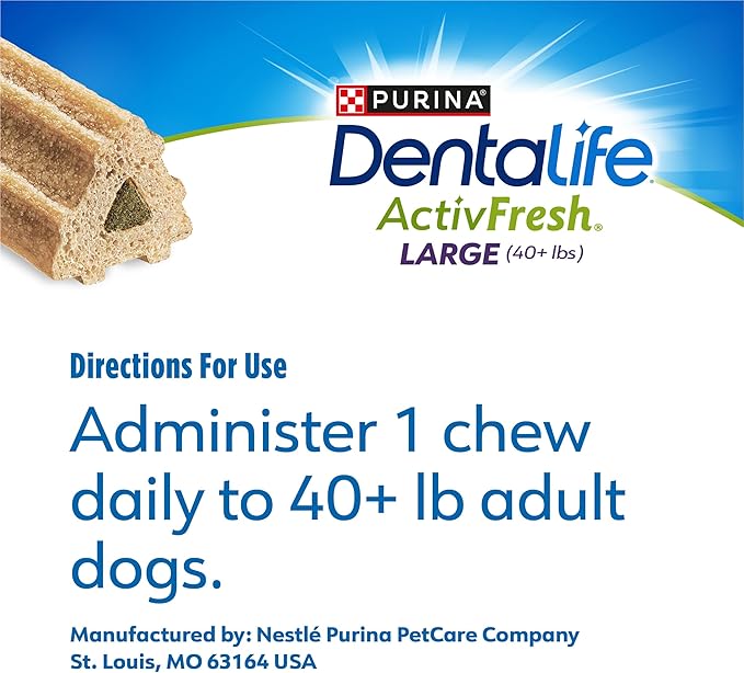 DentaLife ActivFresh Dog Chews for Large Dogs 40 lbs. and up, Dental Chews to Freshen Breath, Chicken Flavor, 24.1 oz., 21 Chews - 21 ct. Pouch