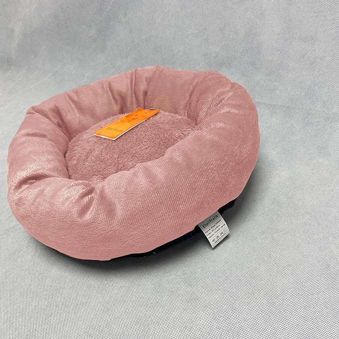 Pet Furniture, Round Pet Donut Dog Beds and Cat Bed Anti Slip, Cute Removable Velvet Cover & Machine Washable for Your Cute Dogs and Cats - Pink
