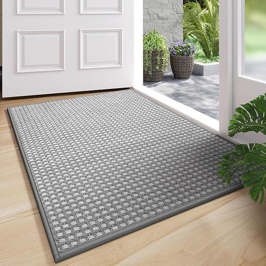 Front Door Mat 17''x30'', Absorbent Dirt Resist Washable Non Slip Low-Profile
