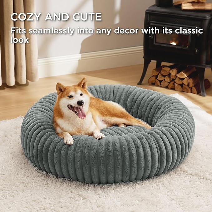 Cat Donut Bed | Cozy Warm Washable Dog Bed,Plush Pet Cushion Non-Slip Pet Furniture for Apartment Travel Corner Home Bedroom Outdoor Offices Indoor Floor Balcony