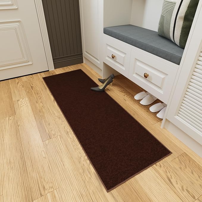 Ottomanson Hallway Runner Rug 20" x 53" Non Slip Solid Area Rugs Easy to Clean