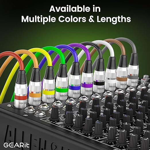 GEARit XLR Male to Female Microphone Cable (6 Feet, 2-Pack) 3-Pin Balanced Shielded Mixer, Recording Studio, Podcast - Black