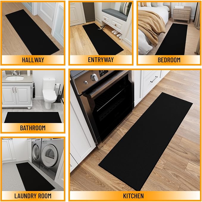 Ottomanson Hallway Runner Rug 2'2" x 6' Non Slip Solid Area Rugs Easy to Clean