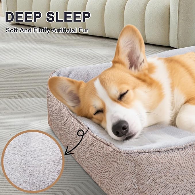 JOYELF Rectangle Dog Bed Calming Pet Bed, Anti Anxiety Cat Bed & Sofa, Cute Plush Pet Bed for Small Dog and Cat- Small(Upgraded Version)