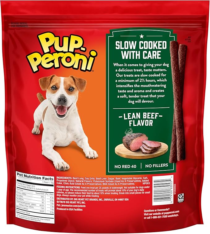 Pup-Peroni Dog Treats, Lean Beef Flavor, 38 Ounce, Made with Real Beef, 90% Fat Free (Pack of 4)