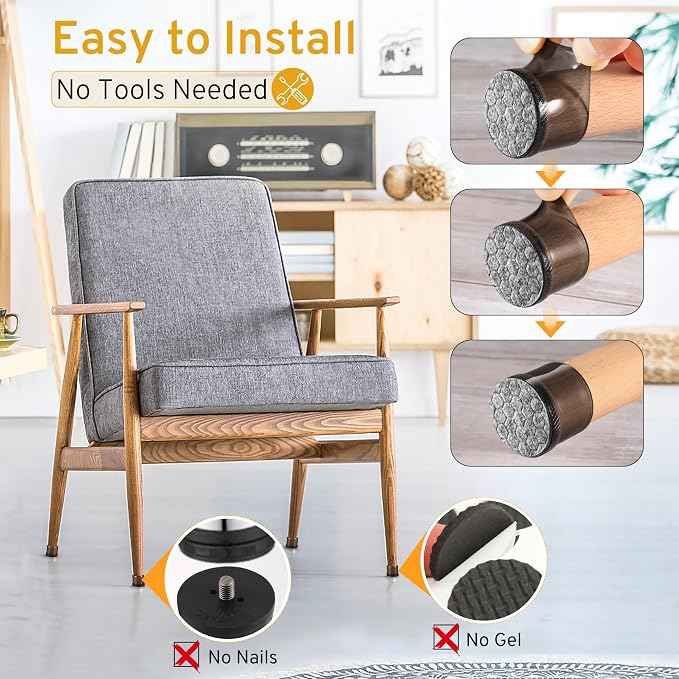 24PCS Round Chair Leg Floor Protectors, Furniture Sliders, Chair Leg Protectors