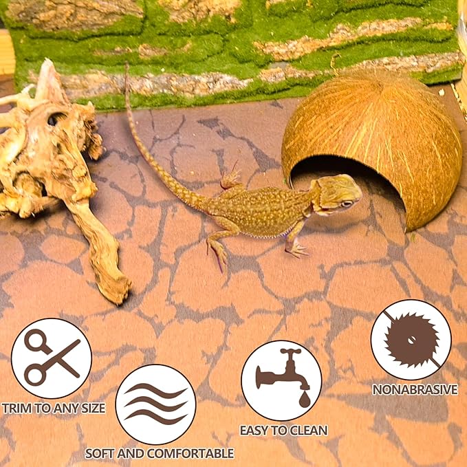 BNOSDM Reptile Carpet Pet Desert Mat Terrarium Liner Bedding Mats Reversible Substrate for Lizard Gecko Tortoise Snake Chameleon Bearded Dragon 39.3x19.6IN