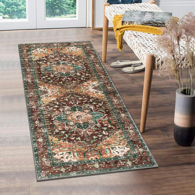 Yamaziot Washable Runner Rug, 2x5 Non-Slip Boho Vintage Hallway Rug Runner