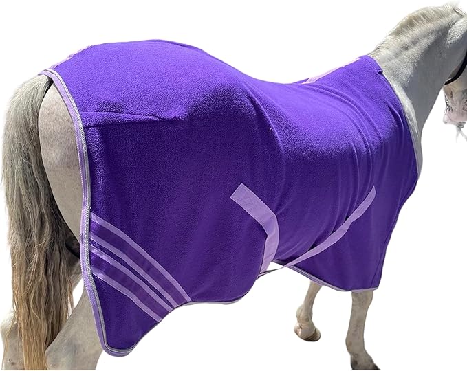 Majestic Ally Anti Pill Fleece Horse Blanket/Sheet with Silver Braided Rope (Purple, 78)