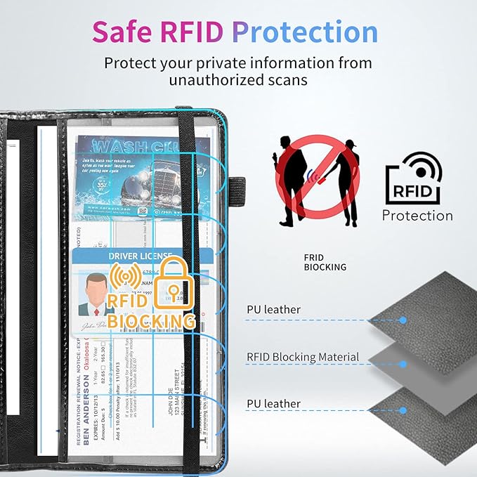 Car Registration and Insurance Holder,Leather Insurance License and Registration Card Holder for Car Glove Box, Auto Truck Document Holder Organizer for Men Women-Honey Moon Art