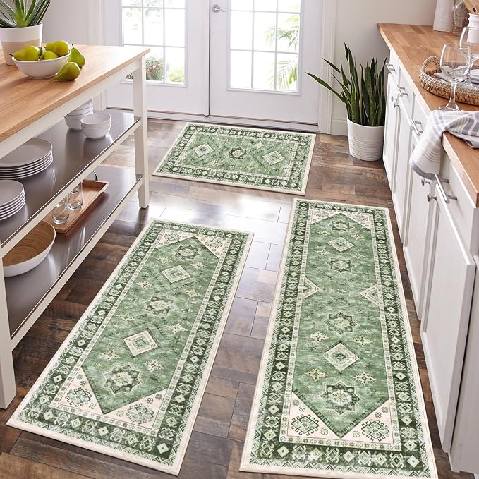 HEBE Boho Kitchen Rug Sets 3 Piece