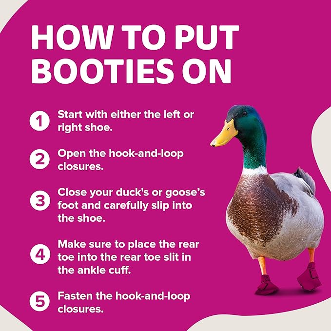Duck Shoes for Injured Feet – Protective Neoprene Footwear for Ducks, Protective Shoes for Birds with Injured feet, Bumblefoot Relief - XL, 5.75” Max. Inside Width - Pink