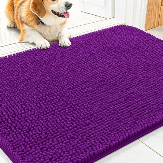 Smiry Dog Door Mat for Muddy Paws 30x20, Absorbent Dirt Trapper, Non-Slip