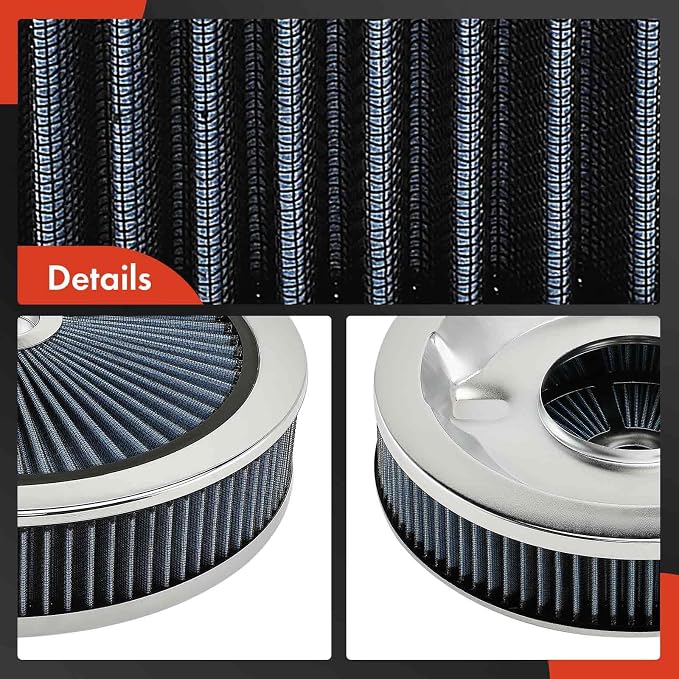 A-Premium 14"x3" Round Blue Chrome Universal Air Cleaner Filter Assembly