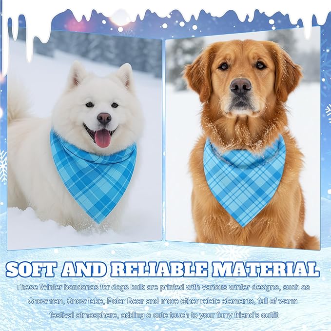 Abbylike 50 Pcs Plaid Dog Bandanas Bulk Blue Checkered Bandanas for Dogs Triangle Kerchief Bibs Scarf Set for Pet Holiday Costume Photo Props Accessories Pet Shops (31.5 x 21.7 x 21.7 Inch)