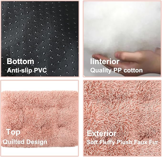 Dog Crate Mat, Dog Bed for Large Dogs, Comfy Fluffy Kennel Pad Anti-Slip for Dog beds & Furniture, Quilted Dog Bed for Pets for Medium/Small Dogs Cats (Color : Pink 2, Size : 36x25)