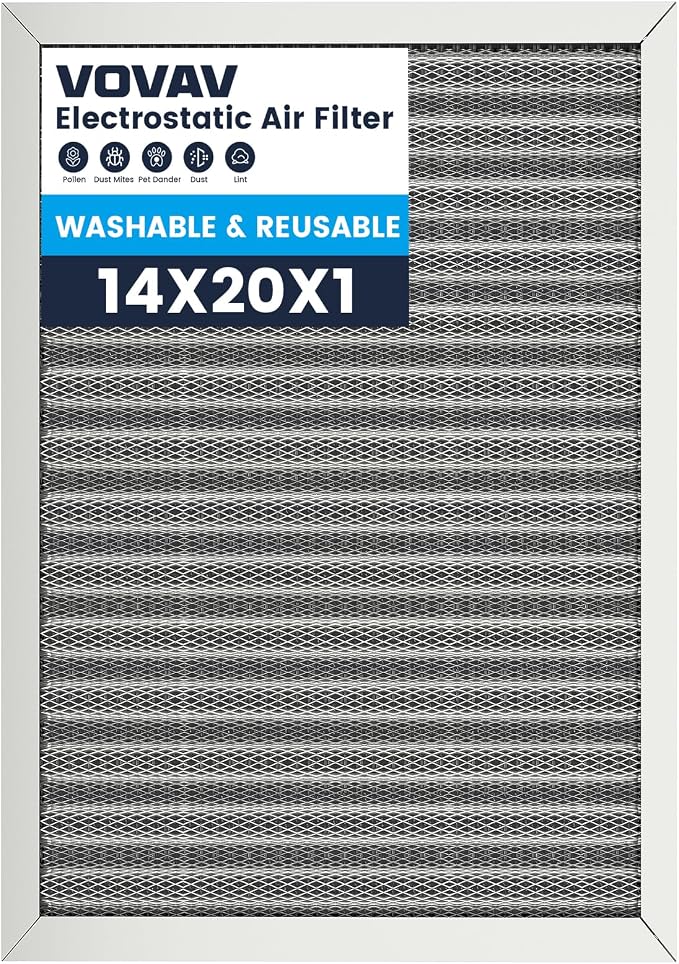14x20x1 Air Filter-MERV 8, Washable & Reusable Electrostatic Air Filter