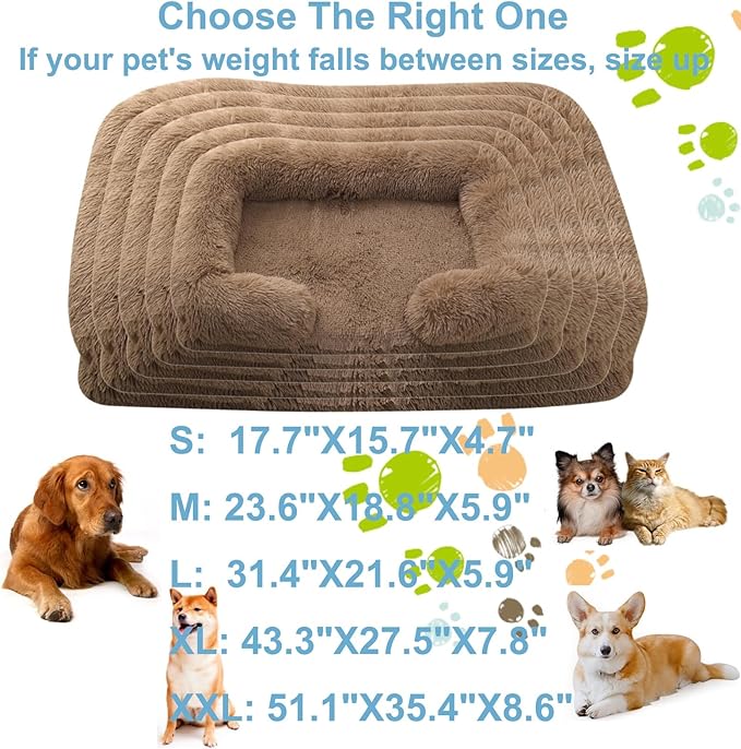 Dog Beds Large Sized dog Orthopedic, Sofa Dog Bed with Waterproof Lining and Nonskid Bottom, Rectangle Washable Dog Bed for Medium Small Dogs and Cats Comfortable ( Color : Khaki , Size : 23 x 18" )