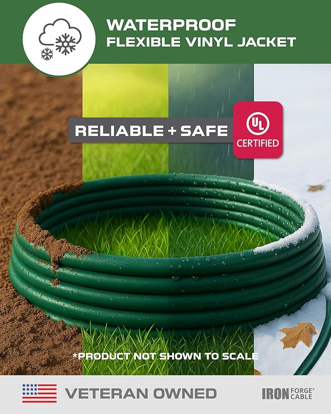 Iron Forge Cable Weatherproof 6 Ft Outdoor Extension Cord - 16/3 SJTW Heavy Duty Green Extension Cord 3 Prong - 13 Amp Exterior Power Cable