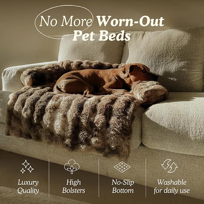 Cloud Pet Sofa Bed, Ultimate Comfort Warm Couch Cover with Fluffy Plush, Anti-Slip Machine Washable Pet Bed Easy to Maintain for Furniture Protector (Black(29.5 * 29.5in))