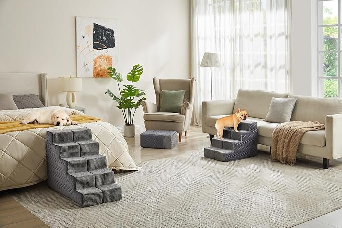 Dog Stairs for Bed, Dog Steps for High Bed, Pet Steps for Small Dogs and Cats, Non-Slip Balanced Pet Ramp Indoor