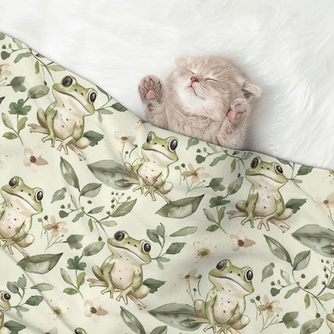 Waterproof Dog Blanket Soft Pet Blanket for Puppy Cat, Fleece Cat Throw Blankets for Furniture Bed Couch Sofa Reversible - Cute Frog 3