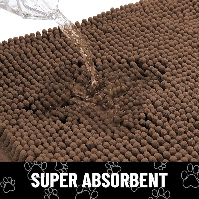 Smiry Dog Door Mat for Muddy Paws, Absorbent Dirt Trapper Non Slip Quick Dry
