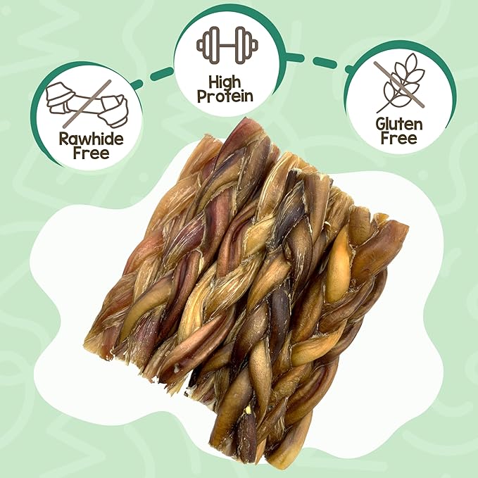Nature Gnaws Braided Pork Bully Sticks for Dogs 5-6" (20 Count) - Long Lasting for Small and Medium Dogs - Natural Bacon Dog Chew Treats - Rawhide Free