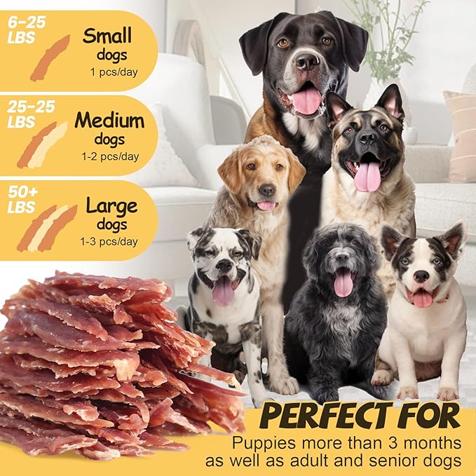ASMPET Dog Duck Jerky Treats, Made with 100% Real Duck Breast, High Protein & Grain Free