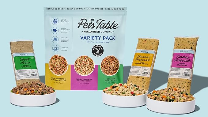 The Pets Table Human-Grade Variety Pack Fresh Dog Food, Dog Food Topper or Complete Meal, 9 Count of 32 to 36-oz Pouches, 19lbs