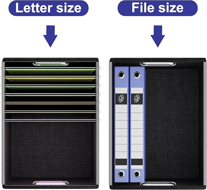 Huolewa Decorative Leather File Organizer Storage Boxes with Lids Set of 4, Document Boxes Organizer, Filing Boxes, Decorative Small File Boxes for Hanging Files, File Cabinet for Office/Home - 4 Pack