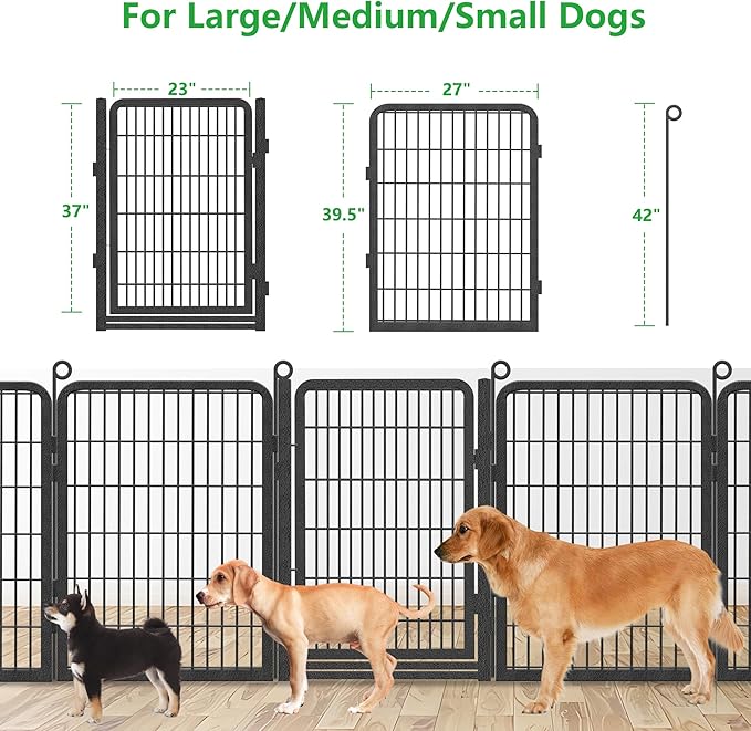 Decorative Garden Fence with Gate, 40 in(H) x 32 ft(L) Rustproof Metal Fence Panels No Dig Fence with Full Panel Gate, Dog Fence Outdoor for Yard, Animal Barrier Garden Fencing for Yard