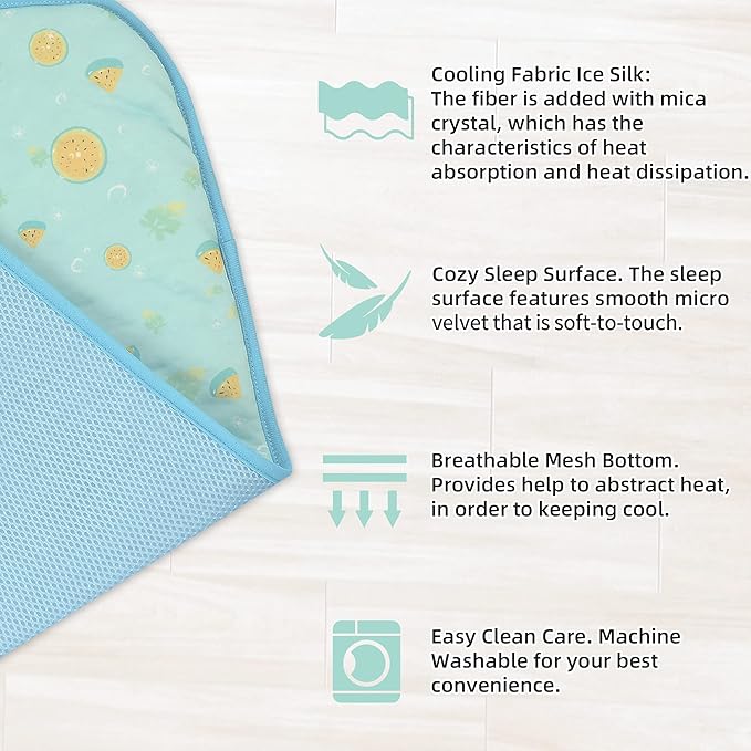 NWK Pet Cooling Mat for Large Dogs -Q-Max>0.345 Ice Silk Cooling Mat for Dogs & Cats Portable & Washable Pet Cooling Blanket, Car Seats, Beds for Summer (Green Leaf, 39'' X 27'' X 0.3'')