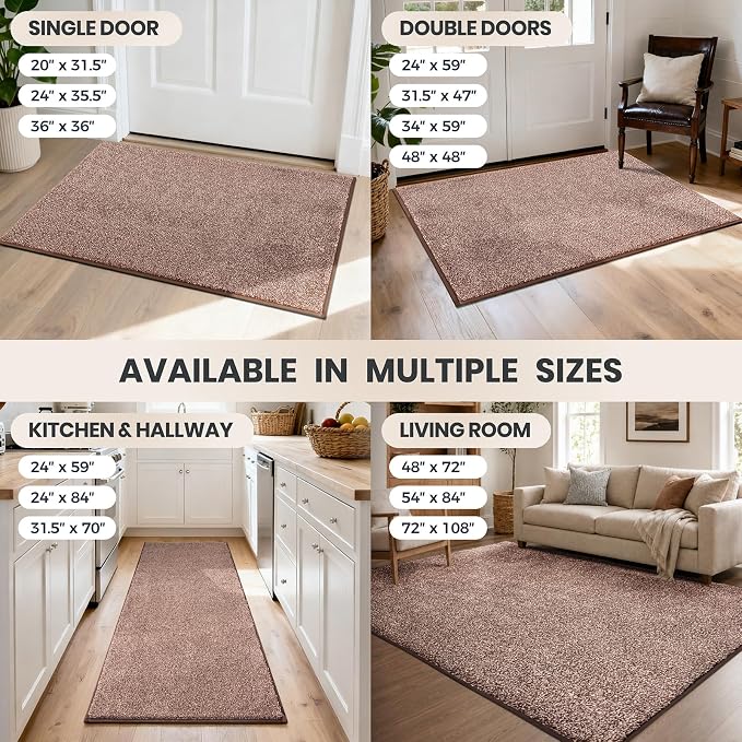 PURRUGS Dirt Trapping Door Mat 24" x 59", Non-Slip Machine Washable Entryway Rug