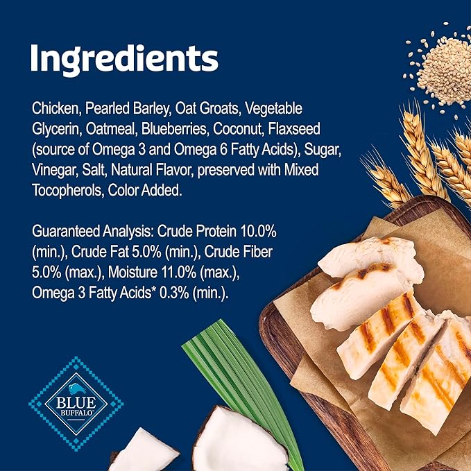 Blue Buffalo Soft & Chewy Health Bars, Baked with Real Chicken & Coconut, Natural Dog Treats Mineral-Enhanced for Flavor, 9 oz. Bag