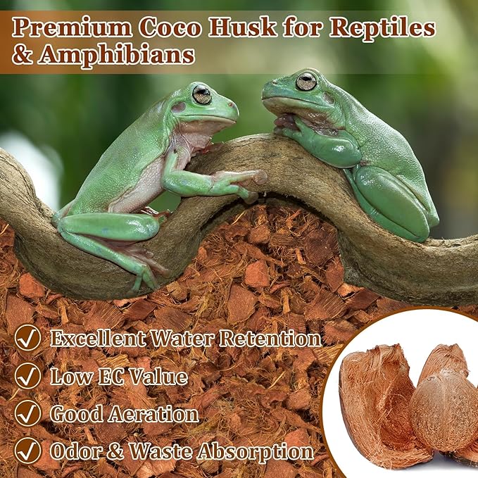 Halatool 10LB Coconut Chips Substrate 72QT Natural Coconut Husk for Reptiles Coco Cypress Mulch Aquarium Terrarium Bedding for Corn Snake Ball Python Tortoise Frog Gecko Hermit Crab Reptile Tank