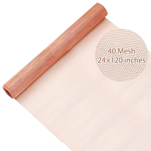 Therwen 24 Inch x 10 ft Copper Mesh Screen 99.9% Pure Copper 40 Mesh Roll Wire