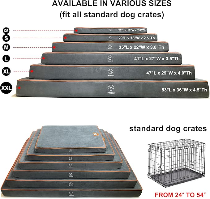 Hard-Wearing Orthopedic Dog Bed for Crate, 23x16 Inch, Made of Memory and HR Foam, Two-Sided Use, Providing Soft and Relatively Hard Support, with an Extra Inner Waterproof Protector (Gray)