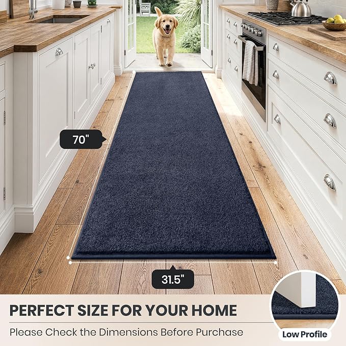 PURRUGS Dirt Trapping Door Mat 31.5" x 70", Non-Slip Machine Washable Entryway