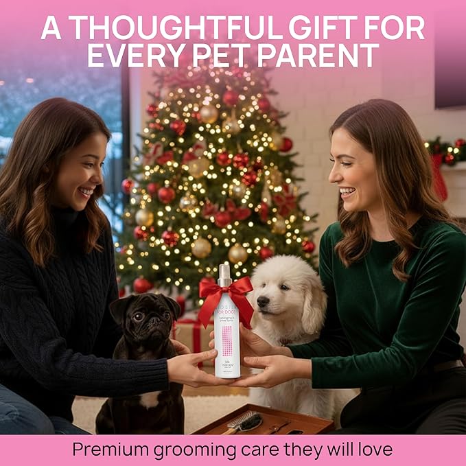 BioSilk for Dogs Detangling Spray with Shine Support, Lightweight Leave In Grooming Mist that Helps Smooth Coats, Detangle, and Add Shine Without Buildup, 8 Fl Oz