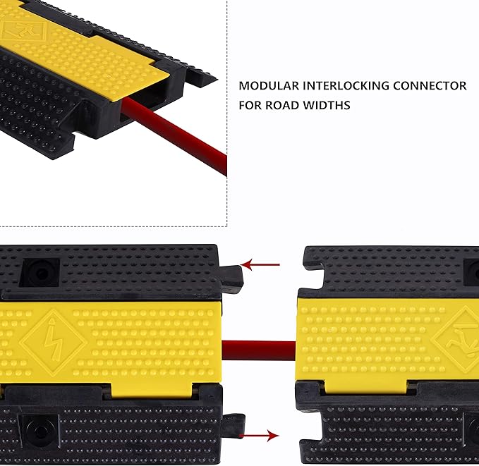 1 Pack Rubber Cable Ramp Hose Cable Protector Ramp 1 Channel 22000Lbs Load Capacity Traffic Speed Bump Wires Power Lines Extension Cord Cover for Indoor Outdoor