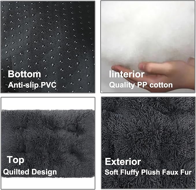 Dog Crate Mat, Dog Bed for Large Dogs, Comfy Fluffy Kennel Pad Anti-Slip for Dog beds & Furniture, Quilted Dog Bed for Pets for Medium/Small Dogs Cats (Color : Gray 1, Size : 43x29)