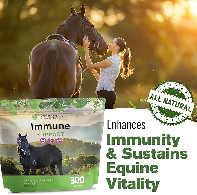 Silver Lining Herbs Immune Support for Horses – Natural Horse Supplements for Immune System, Stamina & Detox – Herbal Horse Health Formula – 5 lb (300 Servings)