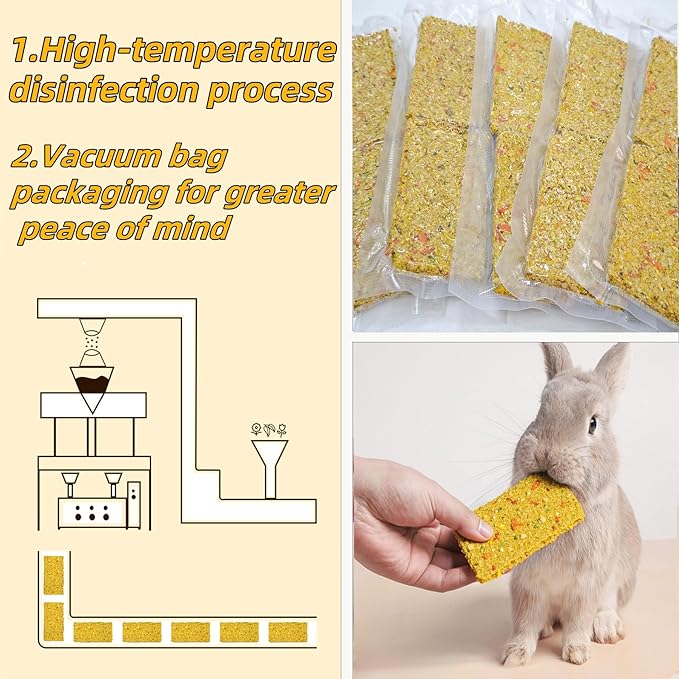 Rabbit Toys 10pcs Crispy Bunny Chew Treat Guinea Pig Timothy Hay Chips Compressed Hamster Molar Snack for Grinding Teeth Nutritional Chinchillas Food Dental Squirrel Gerbil Rat Chipmunk Pet