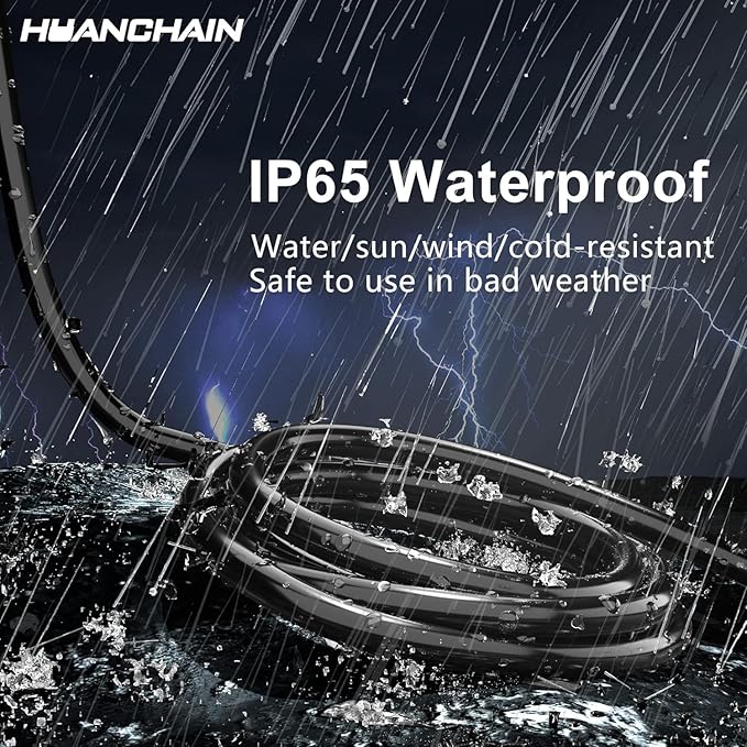 HUANCHAIN Indoor Outdoor Black Extension Cord 50 ft Waterproof, 16/3 Gauge Flexible Resistant Appliance Extension Cord Outside, 13A 1625W 16AWG SJTW, 3 Prong Electric Cable, ETL Listed
