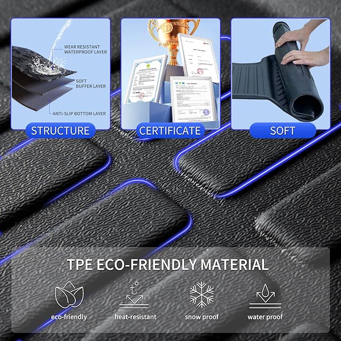 KELCSEECS® Floor Mats & Cargo Liner for 2025 Mazda CX-50 Hybrid,All Weather Protection TPE Floor Liners Front& Rear Row Full Set CX50 Hybrid Accessories Black