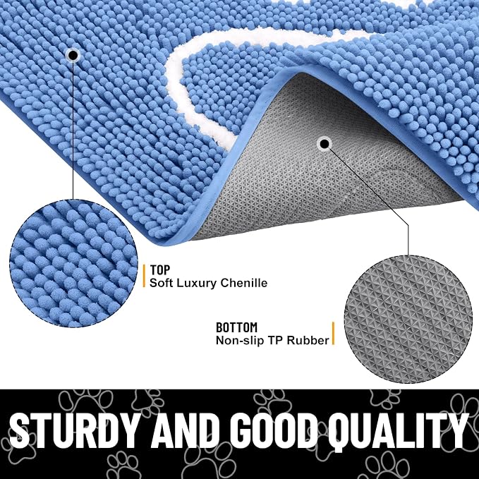 Smiry Dog Door Mat for Muddy Paws, Absorbent Dirt Trapper Non Slip Quick Dry
