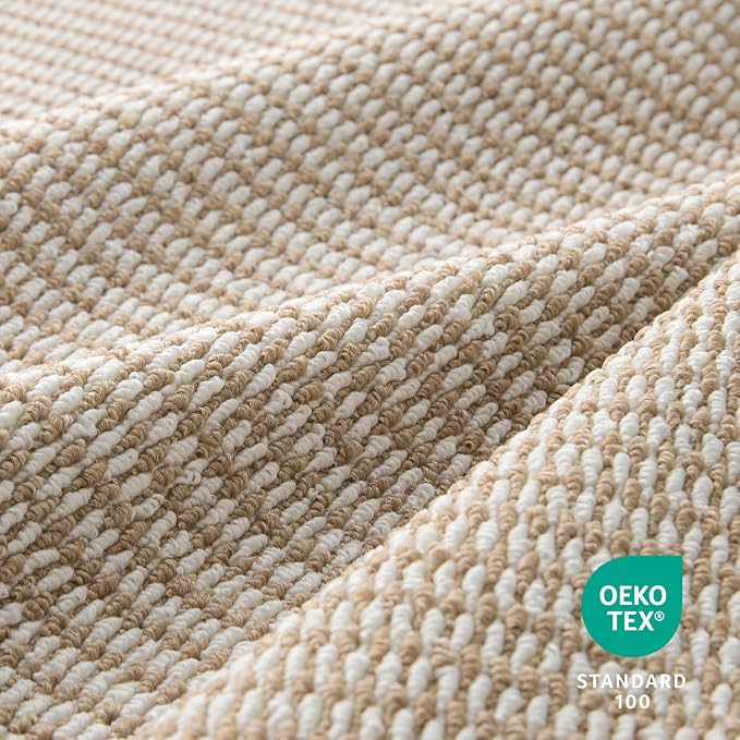 Dirt Trapping Door Mat 36x60, Taupe & White Faux Jute Entryway Rug | Low-Profile